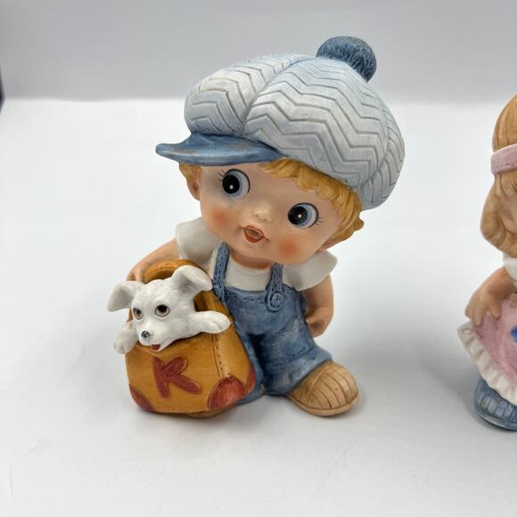 Vintage Homco Figurines Boy Puppy Girl Kitten BROKEN Porcelain 1439 - Picture 6 of 10